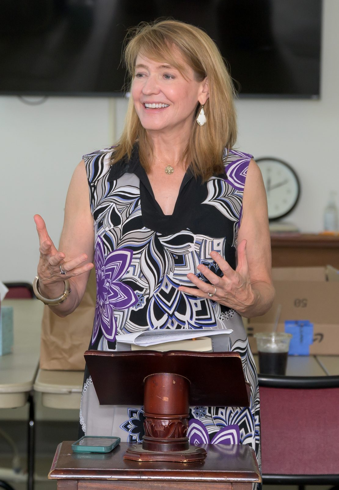 Janet McIntosh presents during a session on the literature of the Vietnam War, which paired her scholarship with readings by two veteran poets.